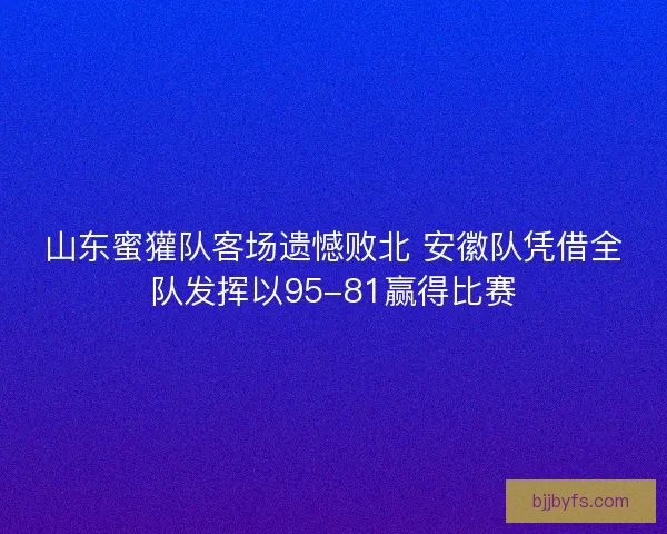 山东蜜獾队客场遗憾败北 安徽队凭借全队发挥以95-81赢得比赛